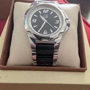 ESQ Swiss Men's Silver and Black Watch